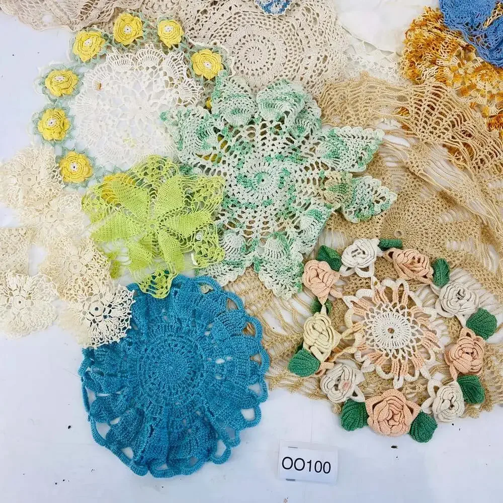 Lot of 20 Vintage Handmade Crochet Doilies Mixed Colors Floral Cottagecore Craft